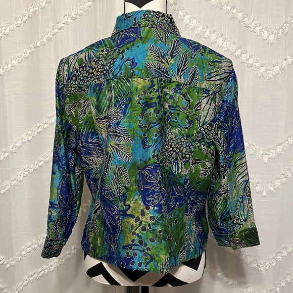 Ruby Rd. Zip Up Palm Leaf Nautical Blazer Size 14 Petite - Picture 5 of 9